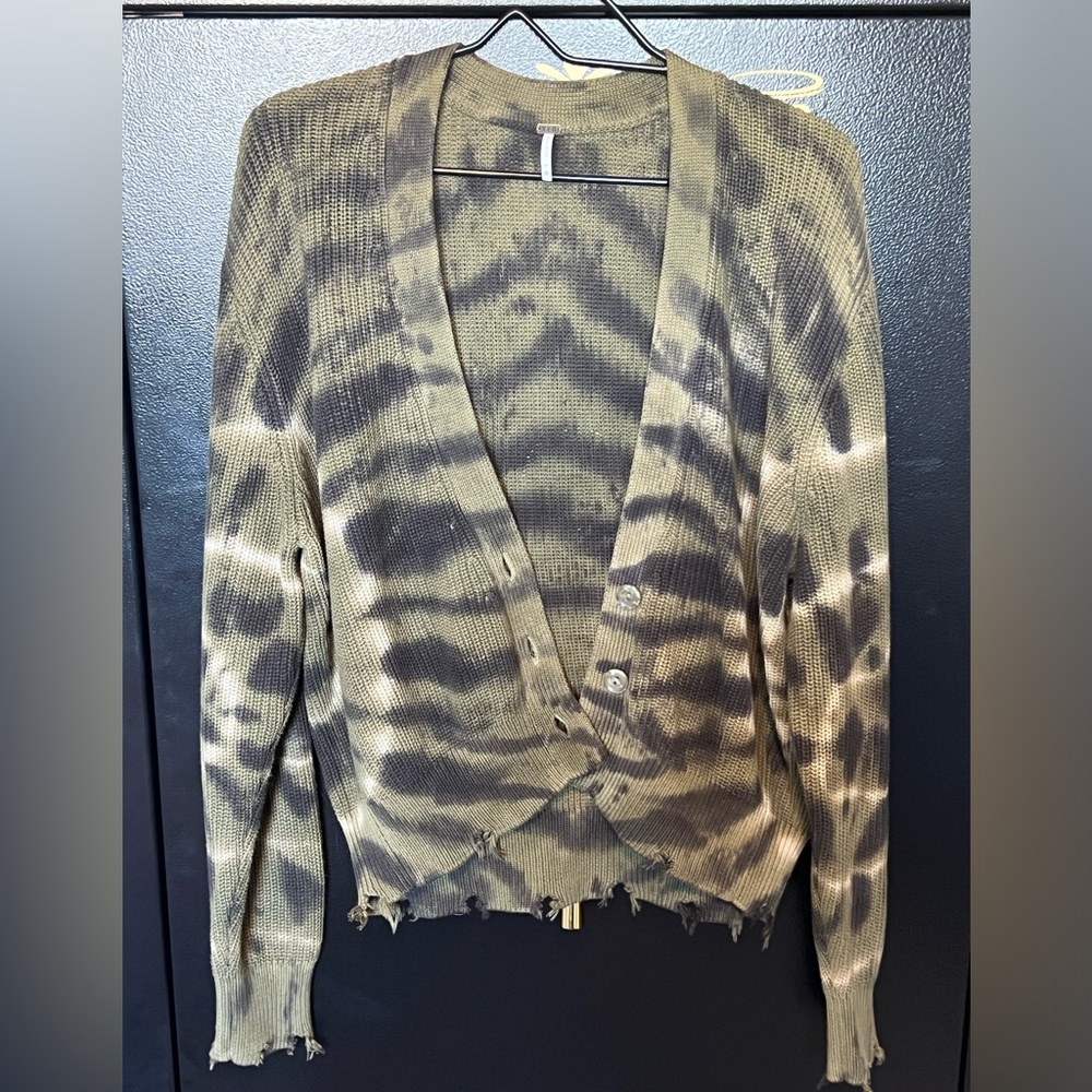 Young Fabulous & Broke Tie-Dye Cardigan in Olive and Black